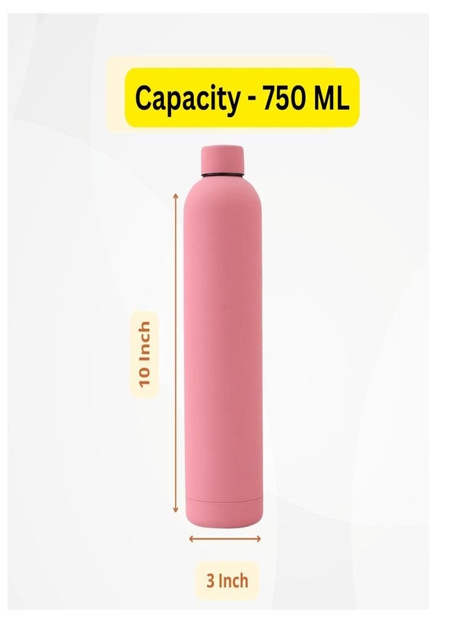 XL Kitchen زجاجة ماء ترمس XL Kitchen SS معزولة بتفريغ الهواء سعة 750 مل، بلمسة نهائية مطاطية ناعمة، تحافظ على البرودة/الدفء لمدة تصل إلى 6-12 ساعة، خالية من مادة BPA، مناسبة للمنزل، النادي الرياضي، المكتب، السفر، العمل، كهدية (لون وردي) - Image 5